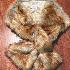 Fabulous Furs Faux Fur Scarf in Brown and Tan
